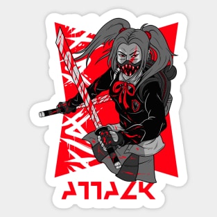 Ninja Warrior Attack Girl Sticker